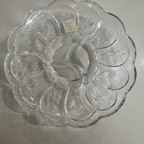 NEW CRYSTAL CLEAR "THISTLE" CRYSTAL SECTIONAL 9" SERVING DISH Fancy Dinnerware - Picture 2 of 8